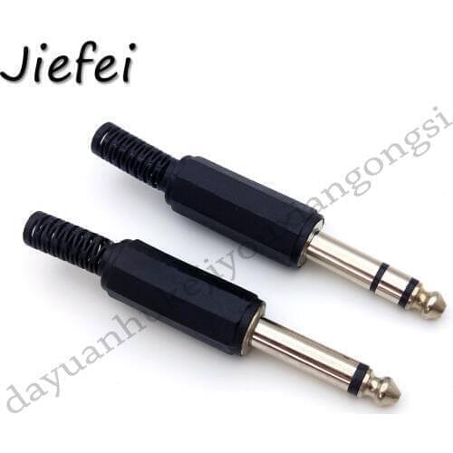 20-200pcs Mono / Stereo Audio Connectors Electric 1/4" 6.35mm 6.3mm Male Jack Plug Wire Terminals Adapter 2-core / 3-core