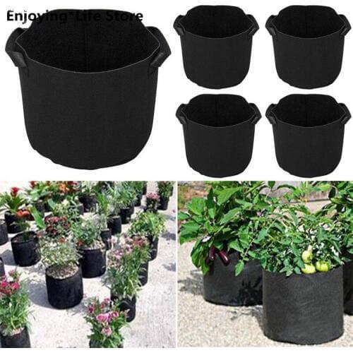 5PCS Black Garden Plant Grow Bag Vegetable Flower Pot Planter DIY Potato Garden Pot Plant Washable and Reusable Grow Bag