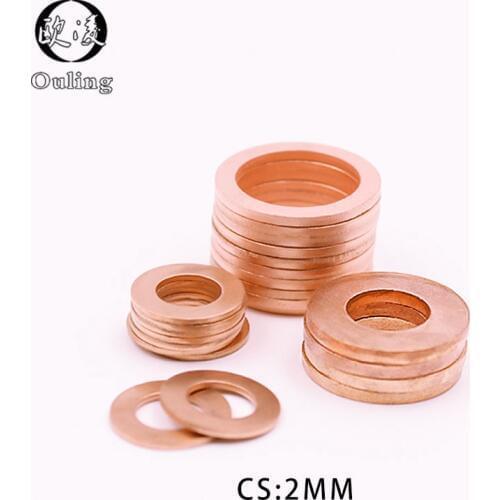 5Pcs DIN7603 M6 M8 M10 M12 M14 M16 M18 M20 T3 O Ring Gasket Sealing Ring Copper Washer Boat Crush Washer Flat Seal Ring Fitting