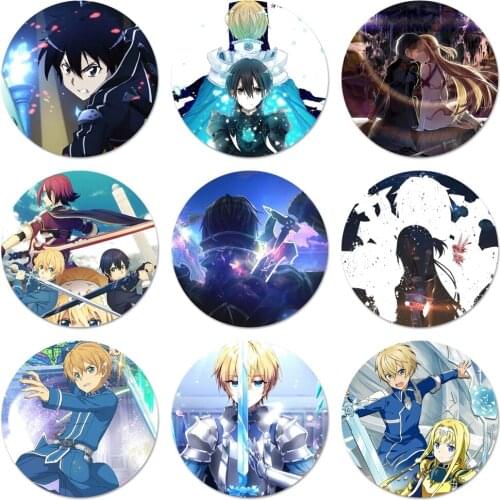 58mm Anime Sword Art Online Badge Brooch Pin Accessories For Clothes Backpack Decoration gift