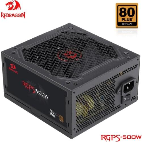 REDRAGON RGPS 500W PC PSU Power Supply 80PLUS Bronze Gaming Quiet 120mm Fan 24pin ATX/EPS 12V Active PFC Desktop computer BTC