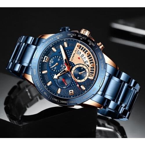 CRRJU Watch for Men Top Brand Luxury with Stainless Steel Waterproof Chronograph Date Sport quartz wrist watch Relogio Masculino