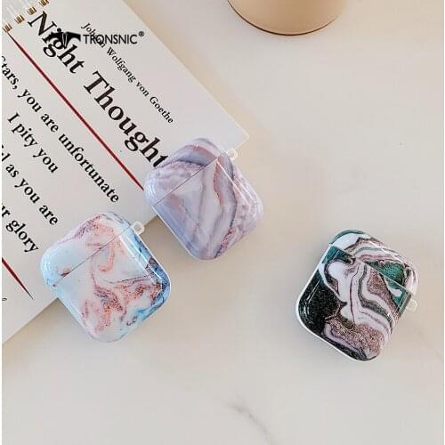 Marble Texture Case for Apple Airpods 1 2 Cover Soft Bags Silicone Headphone Green Gray Box for Airpod 2 Bluetooth Earphone Case