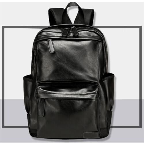 Unisex Business Backpackl Backpacks Travel Bag Black Pu Leather Mens Fashion Shoulder Bags Teenage Backpack Men Casual Bag
