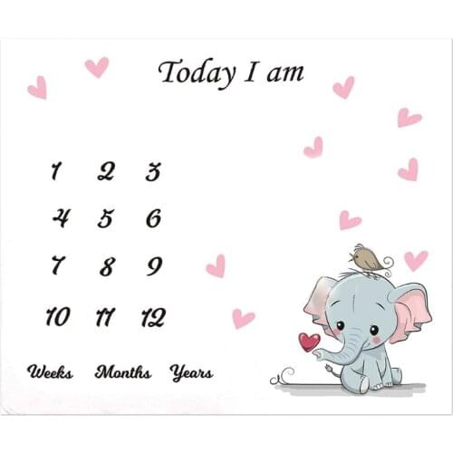 Baby Monthly Record Growth Milestone Blanket Newborn Cute Animal Pattern Cloth