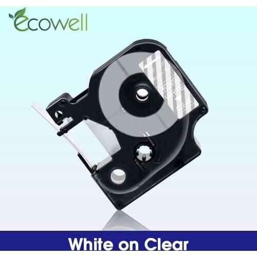 Ecowell 1PCS Compatible for Dymo D1 40920 label tape 9mm*7m White on Clear for Dymo Label Manager 160 280 PnP 420P label maker