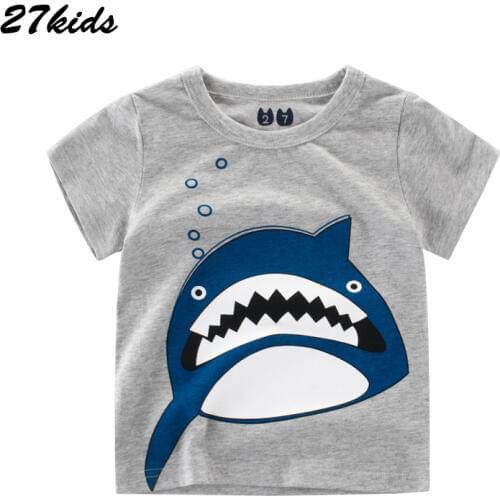 27kids 2-9Years Cartoon Animal Boys Tops Tees T Shirt Summer Cotton Children Kids Boys Clothing children Toddler Shorts Clothes