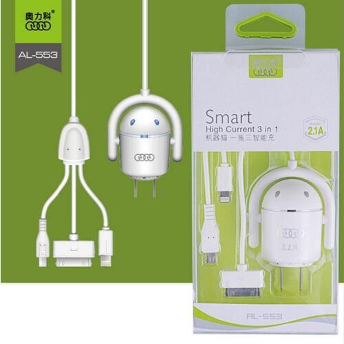 3 USB Ports Cable Quick Charge 2.1A Fast Mobile Phone USB Charger For Samsung S5 S6 LG With Micro USB Cable 100pcs/lot
