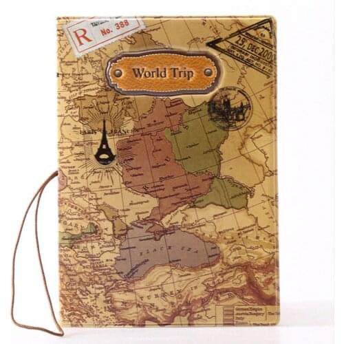 World Map Camouflage Passport Cover ID Credit Card Bag PU Leather Passport Holder Bag Travel Accessories 1pc