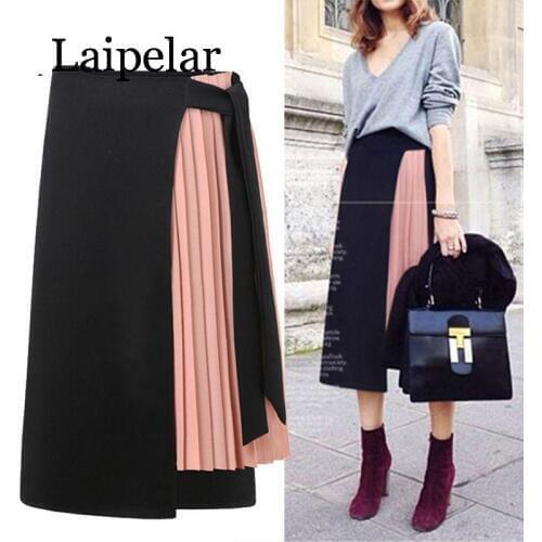 Laipelar 2019 summer women skirt Casual Polyester Chiffon Asymmetrical High waist zipper skirt Splicing streetwear skirts