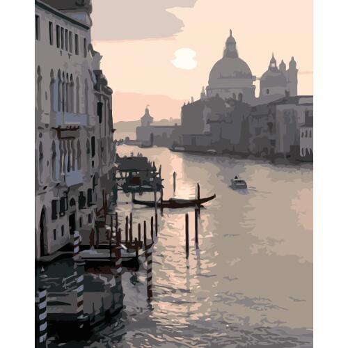 MaHuaf-i751 lakeside city sunrise landscape painting by numbers on canvas DIY oil digital paint by number kits for home decor