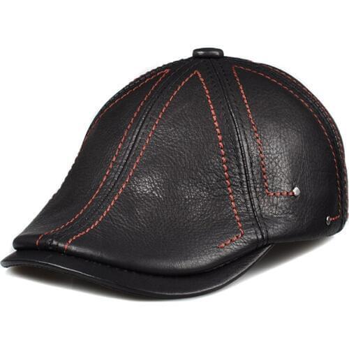 Svadilfari Winter 2018 Visors Cap 100% high quality genuine leather Hats for Men Women Driving cowhide hat Planas Flat Cap black