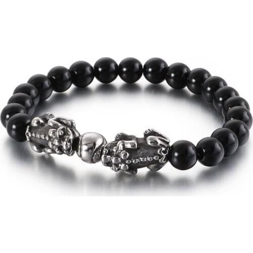 Fashion street trend handmade beaded bracelet creative stainless steel lucky mens bracelet