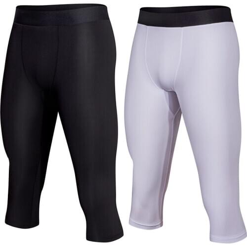 Men Running Compression Pants 3/4 Tights Men Sports Leggings Fitness Sportswear 3/4 Trousers Gym Fitness Exercise Workout Tights