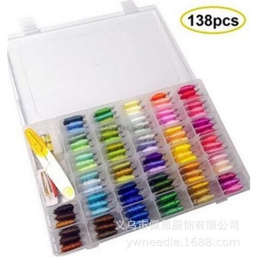 50set 138pcs New Product Cross Stitch Thread Set In Plastic Box With 100 Colors Thread Plus Accessories