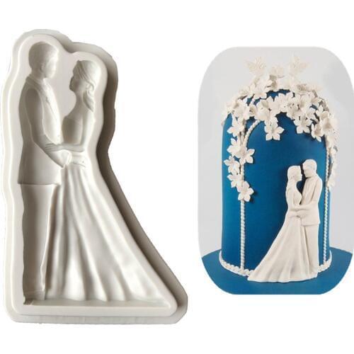 Bride bridegroom Fondant Cake Silicone Mold Chocolate Candy Molds Cookies Pastry Biscuits Mould Baking Cake Decoration Tools