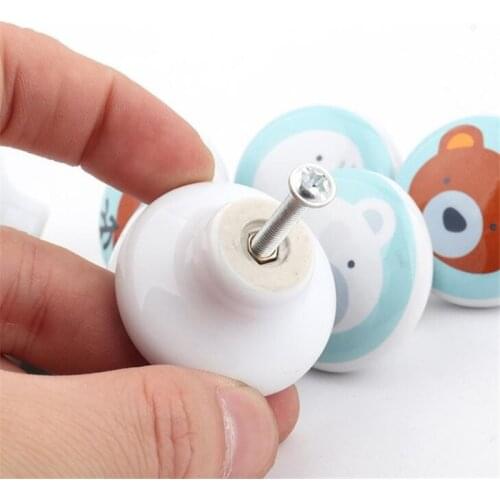 2021 New Ceramic Round Single Hole Handle Nordic Pastoral INS Drawer Antique Cabinet Drawer Kitchen Children Furniture Pulls