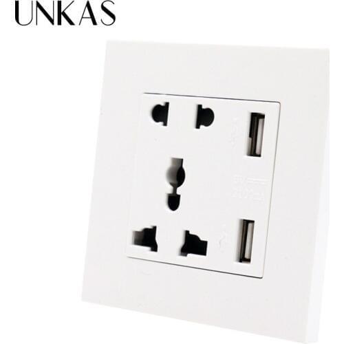New Manufacturer Wall USB Socket With Double USB Smart Induction Charger Port Universal 5 Hole Socket Power Outlet