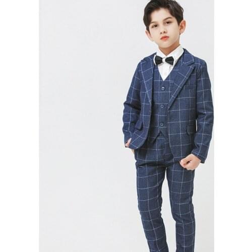 Formal Boys Suits for Weddings Blazers Vest Pants 3PCS Children Party Clothes Kids School Costume Gentlemen Teenager Tuxedos Set