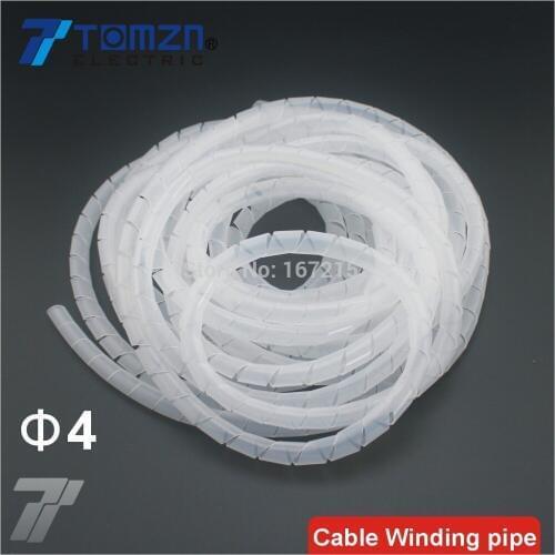 Flame retardant white spiral bands diameter 4mm About 20M Cable casing Cable Sleeves Winding pipe