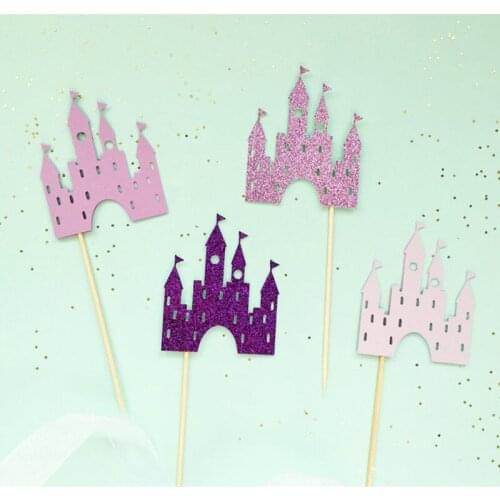 Castle Cupcake Toppers Princess Cupcake Toppers Birthday Cupcake Toppers Princess Party Decorations Glitter Castle Decorations
