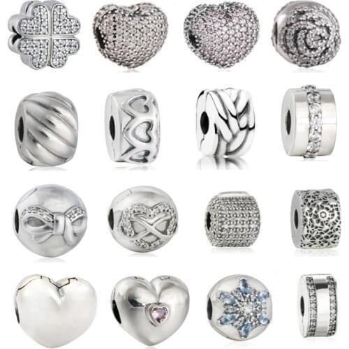 Memnon Valentines Day Pave Charms Fit beads Bracelets DIY 925 Sterling Silver Open My Heart clips Beads DIY Fine Jewelry Making