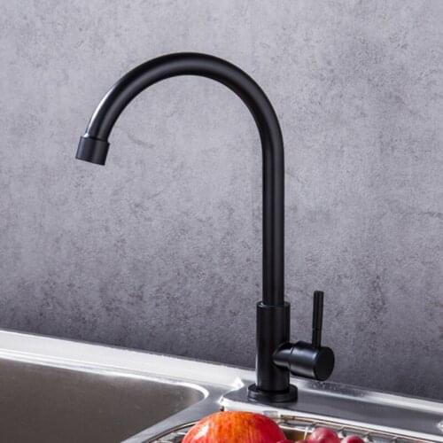 G1/2" High Quality SUS304 Stainless Steel Black Paint Two Styles Kitchen Sink Swivel Faucet Single Handle Single Cold Faucet