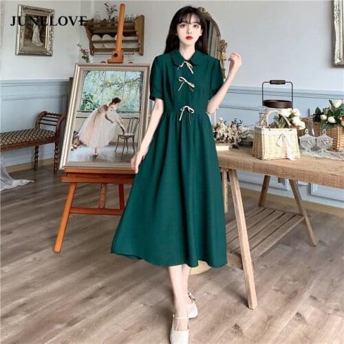 Casual Elegant Party Midi Dresses Ladies Korean Fashion Vintage Summer Womens Clothing Green French Beach Chic Light Dress 2021
