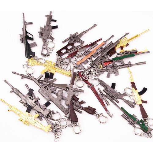 PUBG Keychain Toys Mini Zinc Alloy Weaponry AWM M416 AKW Equipment Helmet Body Armor Model Pendant Keychain Fantasy Figurines