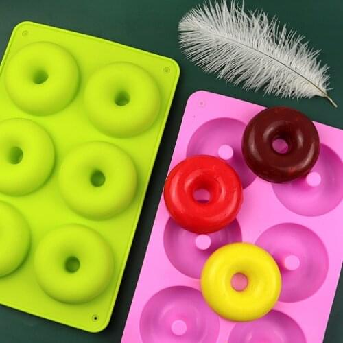 Donut Silicone Mould 6 Cavity Silicone Cake Mold Dessert Baking Household DIY Tool for Full Size Doughnuts Bagels