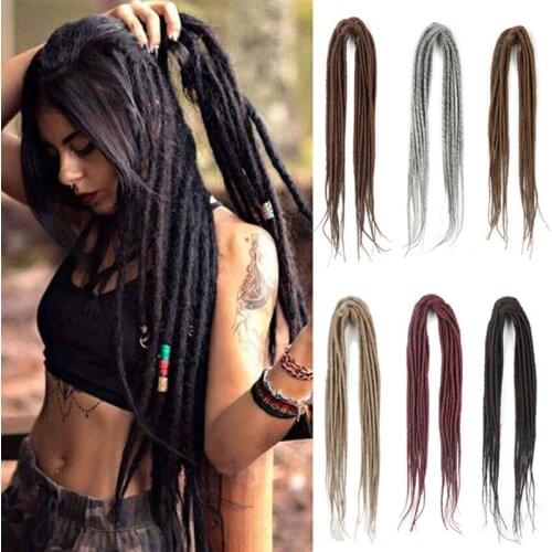 Dansama 20inch Handmade Dreadlock Extensions Dreadlocs Fashion Reggae Hair Hip-Hop Style Pure Color Crochet Braids for Women