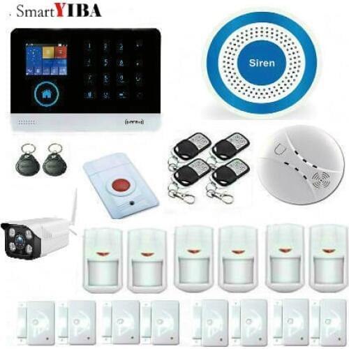 SmartYIBA WiFi GSM SMS Wireless Home Security Alarm System IOS Android APP Remote Control with Wireless Smoke Detector