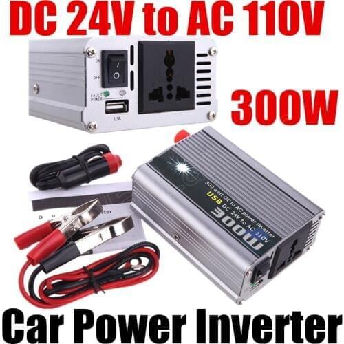 Voltage Transformer 300W Car Power Inverter Converter DC 24V to AC 110V USB Adapter Charger Modified Sine Wave