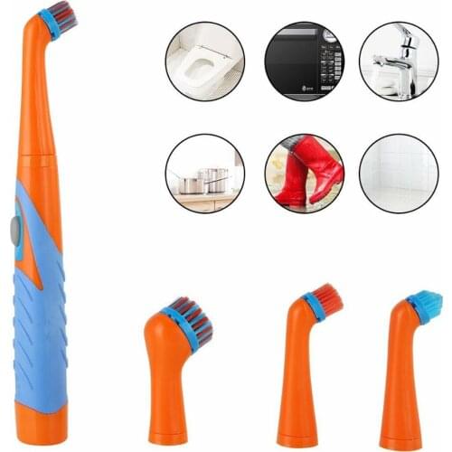 Convenient 4 In1 Electric Small Cleaning Brushes Household Brush For Bathroom Kitchen Cleaner Brush With 4 Brush Heads Tools Kit