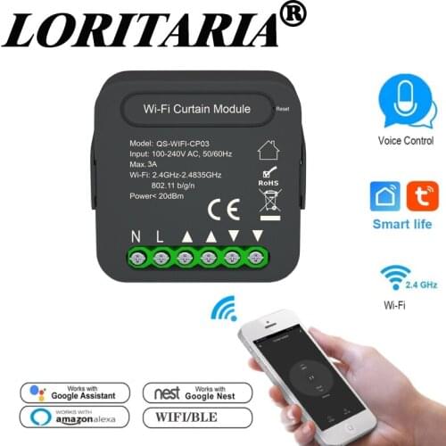 Tuya WiFi Smart Switch for Curtain, Home Automation Module Timer Wireless APP Voice Control Compatible with Alexa Google Home