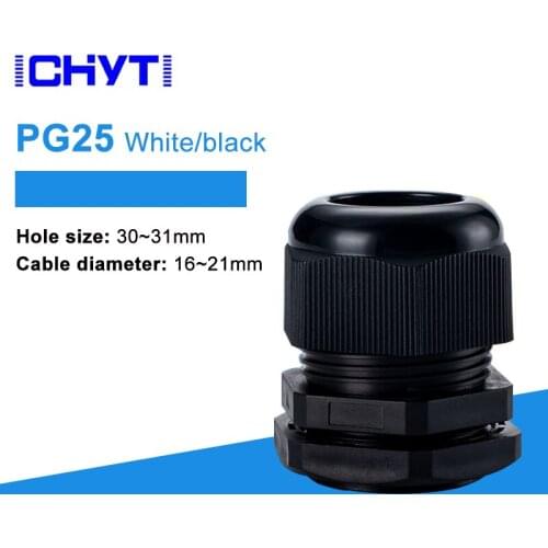 PG25 M32*1.5 Waterproof Cable Gland 1piece Cable entry IP68 PG7 for 3-6.5mm White Black Nylon Plastic Connector