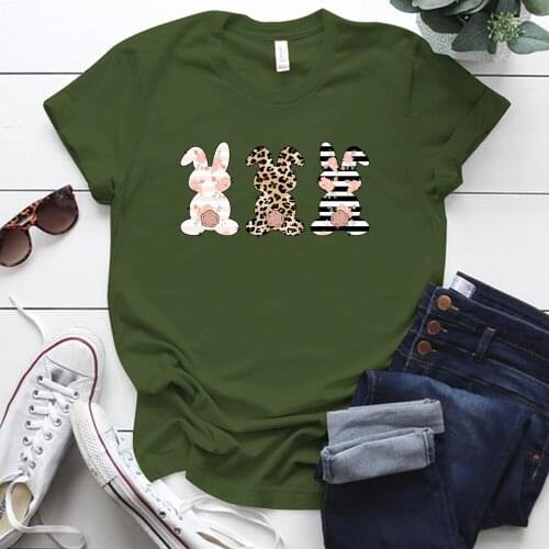 Easter Days Rabbits Pattern Print Aesthetic Graphic Tees for Women Summer Clothes Tops Loose Neck S- 5xl Harajuku Woman Tshirts