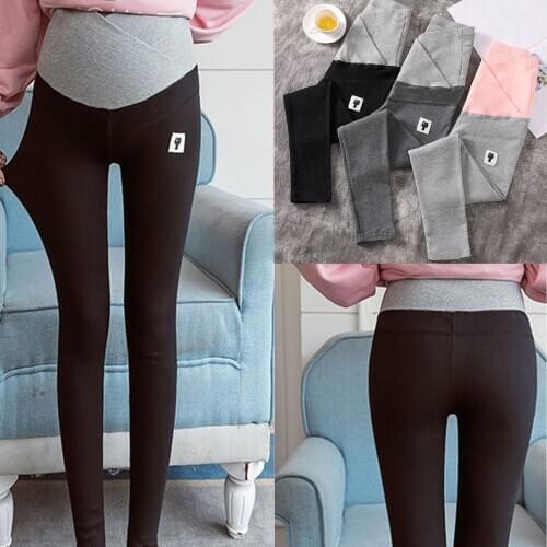 Maternity Womens Pants Solid Color With Lovely Cat Sign Comfortable Tight Adjustable Maternity Pregnant Women Pants