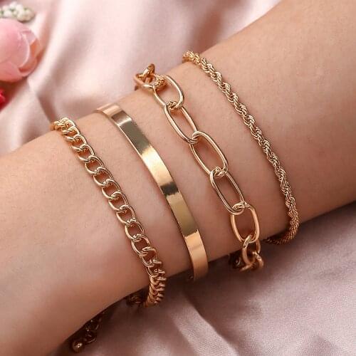 2021 New Bohemian Metal Bracelets for Women Fashion Golden Multilayer Chain Bracelets Set Charm Bracelet Bangles Jewelry Punk