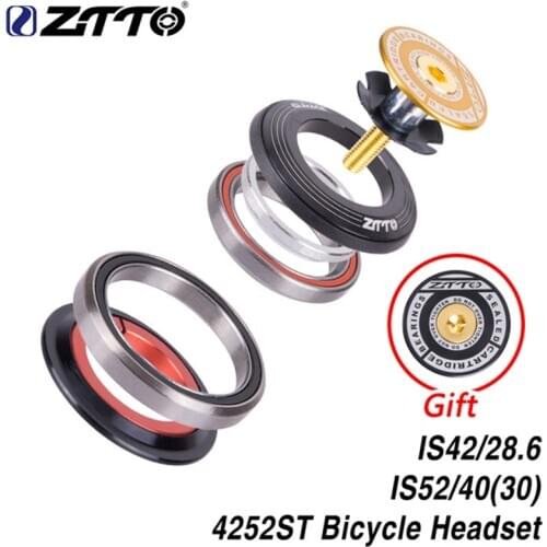 ZTTO Bicycle Bearing Headset 42mm 52mm CNC 1 1/8"-1 1/2" Tapered Tube fork Straight IS42 IS52 Integrated Angular Contact 4252ST