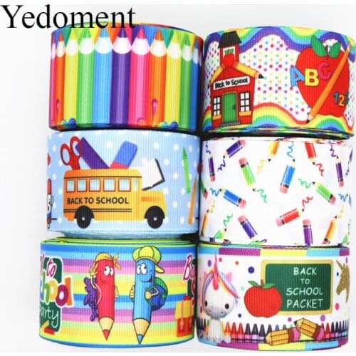 10 Yards 1.5'' (38MM) Back To School Printed Grosgrain Ribbons For Hair Bows/ Gift Packaging DIY Handmade Materials Y19071904