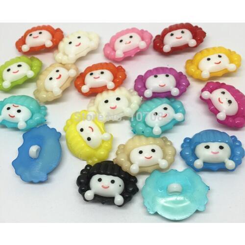 1000pcs Mixed Girl Shaped Acrylic Sewing Shank Buttons 23mmx18mm Cartoon Baby Button