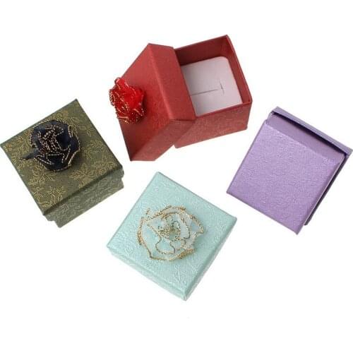 12 pieces/lotJewelry Box 4.7*4.7*3.4 cm Six Colors Flower Fasion Rings Earrings/Pendant Display Packaging Gift boxes