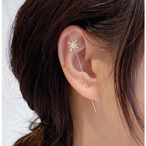 2020 Trendy Ear Wrap Crawler Hook Earring Crystal Stud Earrings For Woman Bohemian CZ Cuff Piercing Earrings Statement Jewelry