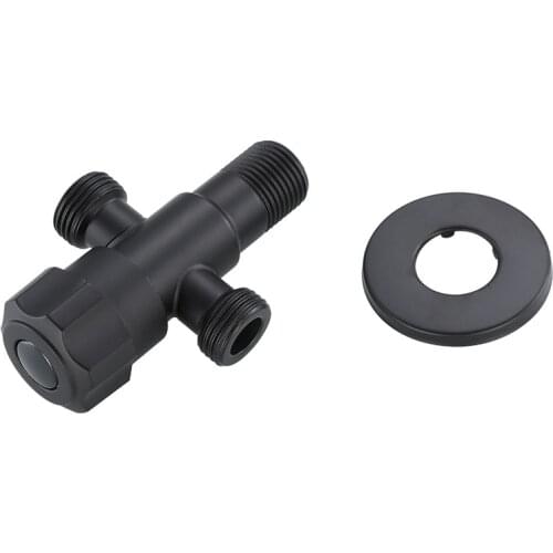 304 Stainless Steel Black 3 Ways T Valves Bathroom Accessories Water Diverter Wall Mounted Shower Valve Fix Bracket Angle Valve