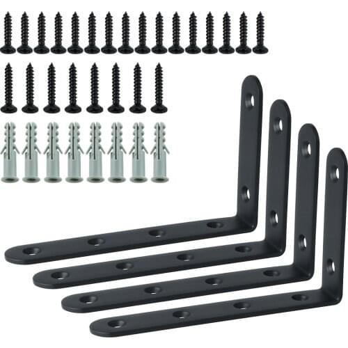 4Pcs Stainless Steel Corner Brace Brackets 90 Angle Joint Fastener Shelf Support for Furniture Cabinet Screens Wall,with Screws