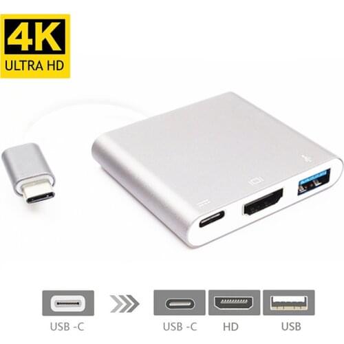 4K USB-C 3.1 Hub Converter USB Type C To USB 3.0/HDMI-compatible Video Digital AV Multiport Adapter for Macbook Laptops HDTV