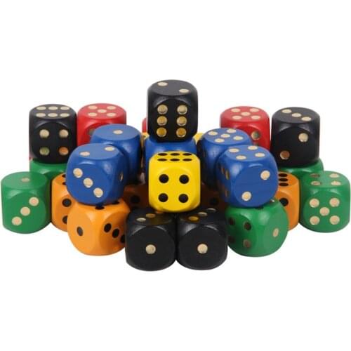 5pcs/pack 30mm 6 Sided Colorful Wood Point Dice Big Solid Game Rounded Dice Drinking Mahjong Dice Board Game Accessory