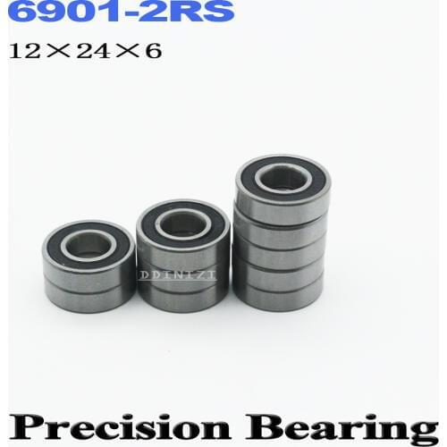 6901 2RS ABEC-1 12x24x6MM Metric Thin Section Bearings 61901RS 6901RS (10PCS)