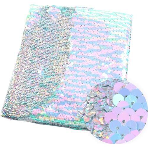 David accessories 50*130cm Laser Hologram Iridescence Fish Scale Sequins Reversible Fabric DIY Sewing Clothes Supplies,c5908